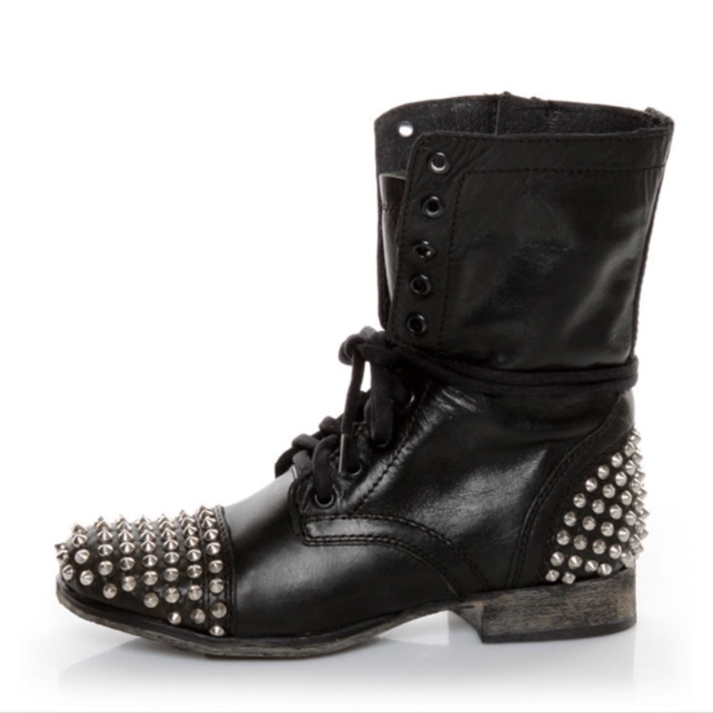Steve Madden real leather spike combat boots!